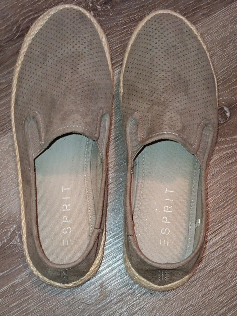 Esprit Brown Perforated Suede Slip-On Espadrilles - Picture 3 of 7